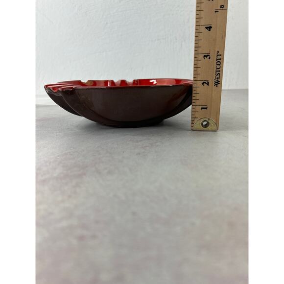 Vintage Frankoma Pottery Ashtray Red Brown Base 453 Chipped - Picture 10 of 11